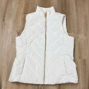 Michael Kors White Quilted Vest with Gold Zipper Small